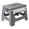 Casafield 9" Folding Step Stool with Handle, Gray - Portable Collapsible Small Plastic Foot Stool for Kids and Adults - Use in the Kitchen, Bathroom and Bedroom